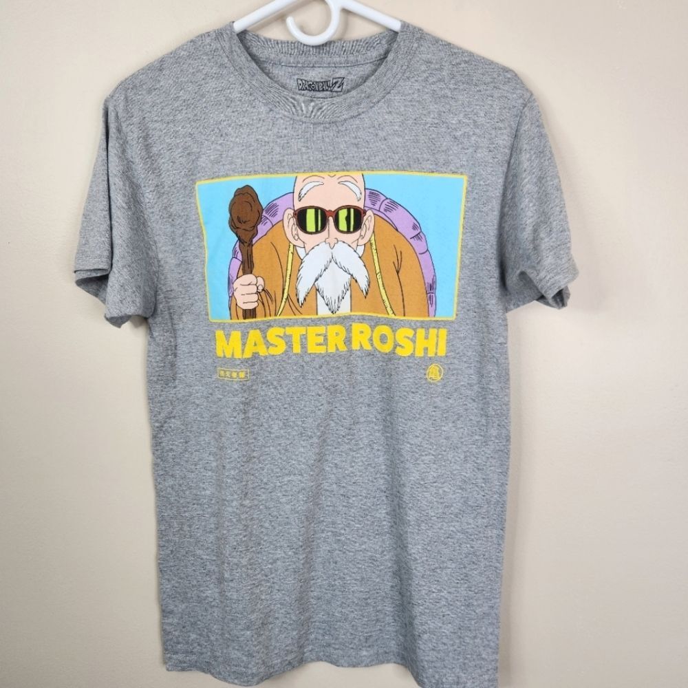 DragonBall Z Mens Short Sleeve Heather Gray Master Roshi Print Tee Size Small